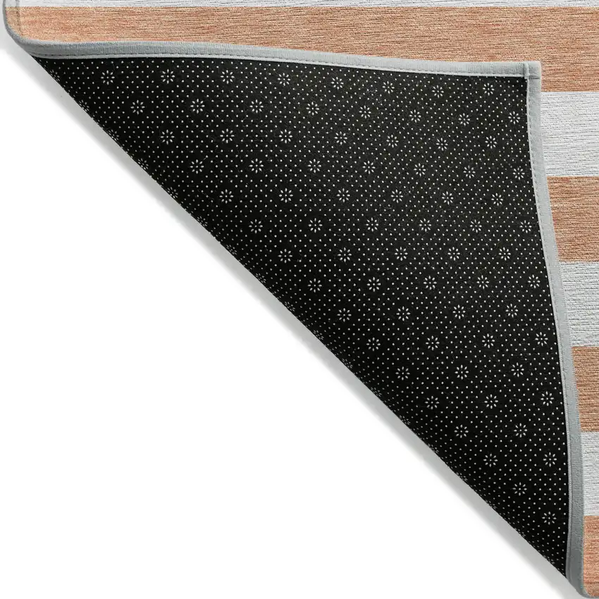 Salmon Striped Washable Non Skid Indoor Outdoor Area Rug Photo 5