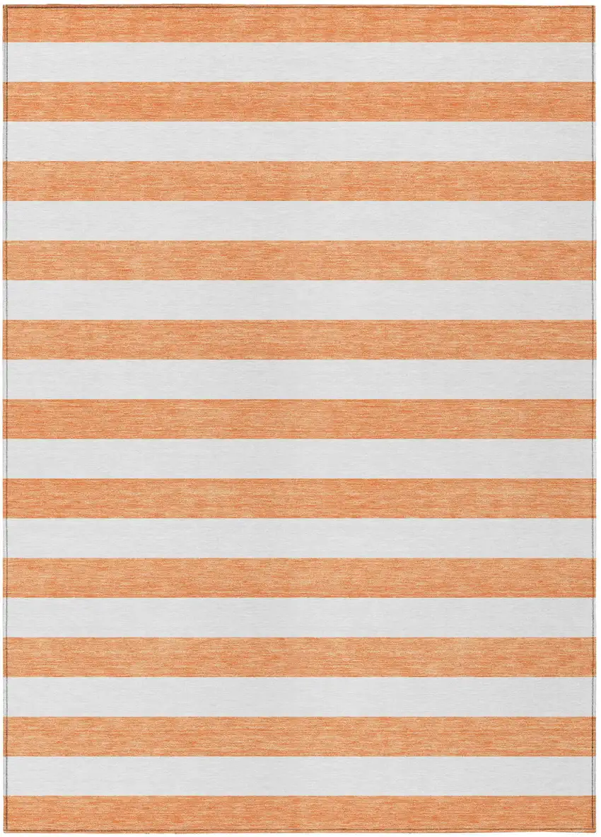 Salmon Striped Washable Non Skid Indoor Outdoor Area Rug Photo 2