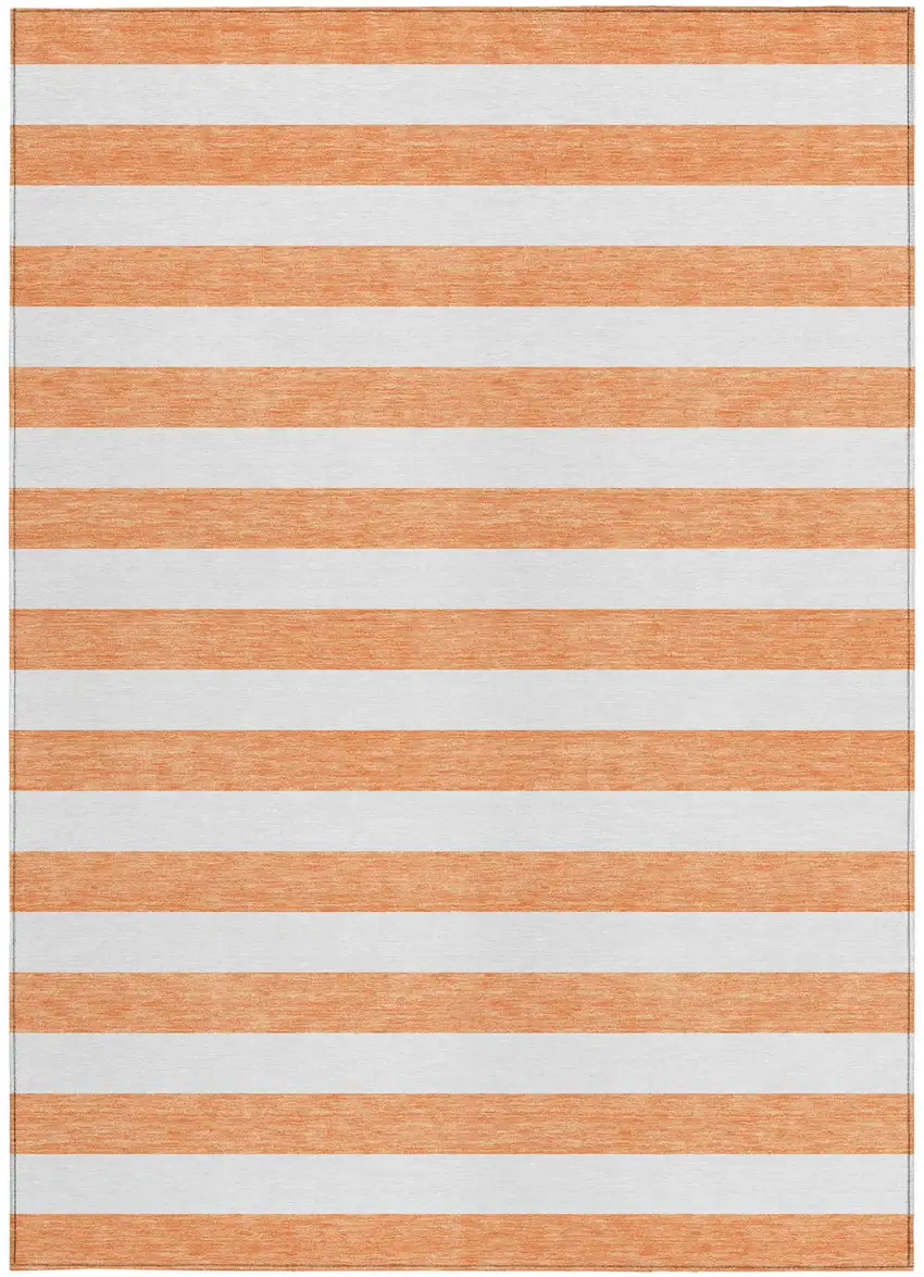 Salmon Striped Washable Non Skid Indoor Outdoor Area Rug Photo 5