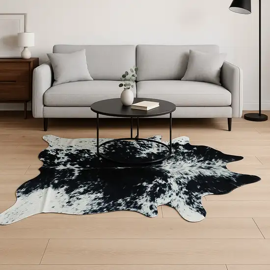 Black And White Cowhide Animal Print Handmade Area Rug Photo 1