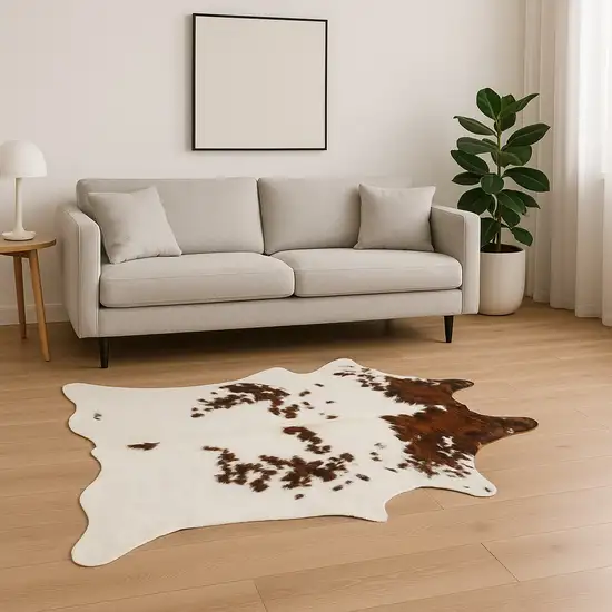 Brown And White Cowhide Cowhide Print Area Rug Photo 1