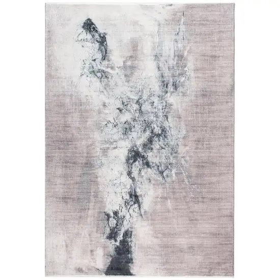 Sand Ivory And Black Abstract Area Rug Photo 6