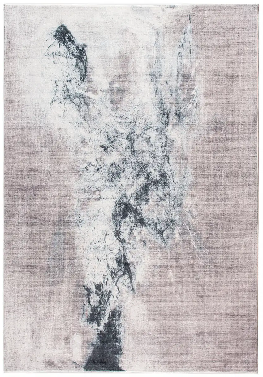 Sand Ivory And Black Abstract Area Rug Photo 6