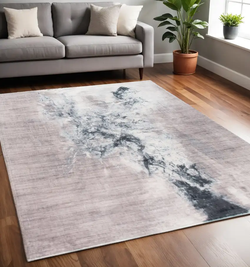 Sand Ivory And Black Abstract Area Rug Photo 1