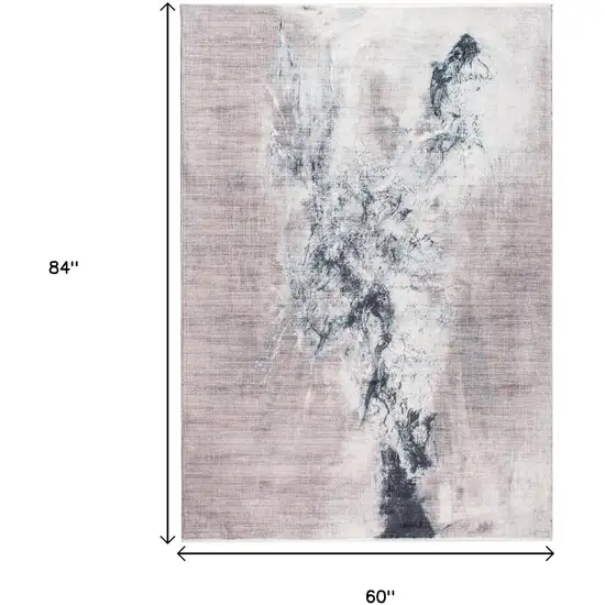 Sand Ivory And Black Abstract Area Rug Photo 3