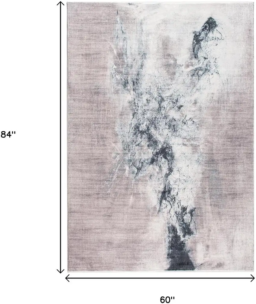 Sand Ivory And Black Abstract Area Rug Photo 3