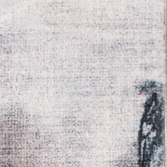 8' Sand Ivory And Black Abstract Runner Rug Photo 9
