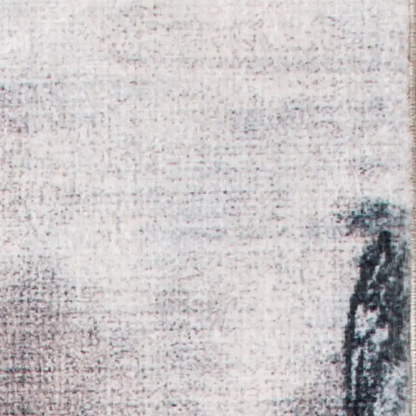 8' Sand Ivory And Black Abstract Runner Rug Photo 9