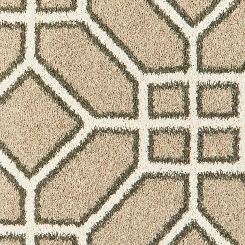 Sand And Ivory Geometric Power Loom Stain Resistant Area Rug Photo 3