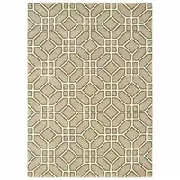 Photo of Sand And Ivory Geometric Power Loom Stain Resistant Area Rug