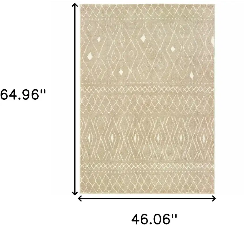 Sand And Ivory Geometric Power Loom Stain Resistant Area Rug Photo 8