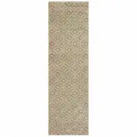 Photo of Sand And Ivory Geometric Power Loom Stain Resistant Runner Rug