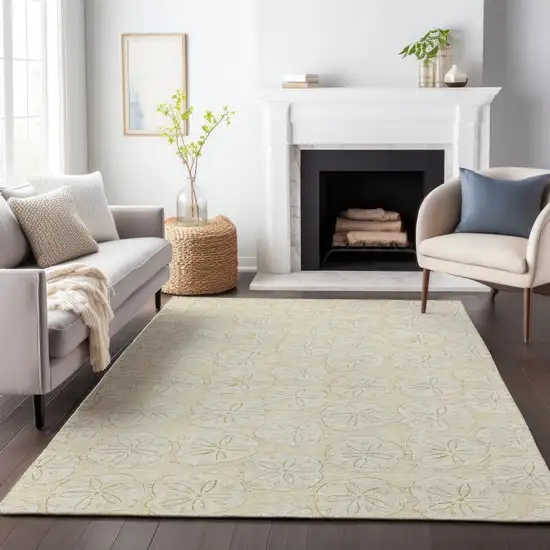 Sand And Ivory Geometric Washable Area Rug With UV Protection Photo 6