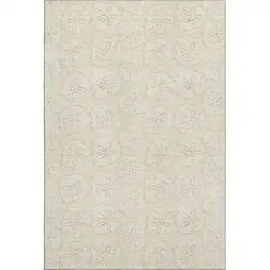 Photo of Sand And Ivory Geometric Washable Area Rug With UV Protection