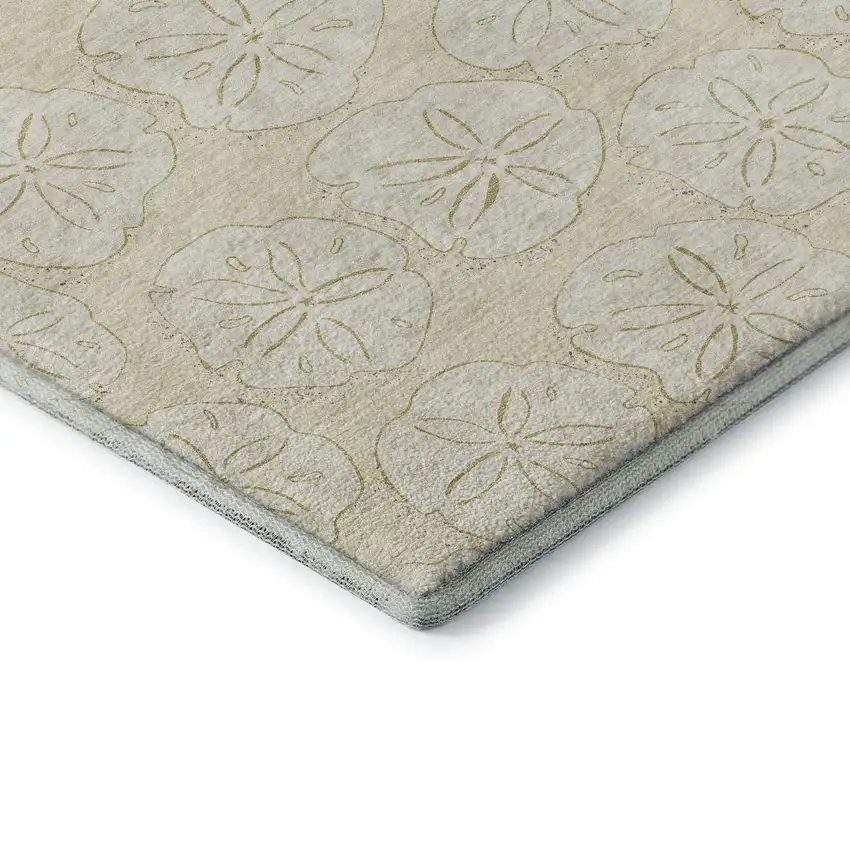 Sand And Ivory Geometric Washable Area Rug With UV Protection Photo 8
