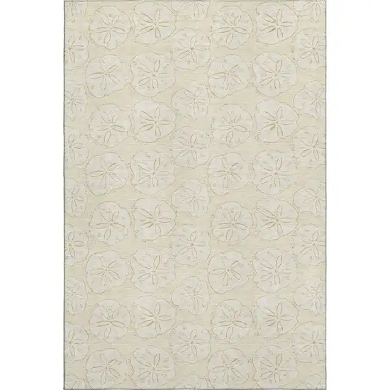 Sand And Ivory Geometric Washable Area Rug With UV Protection Photo 1