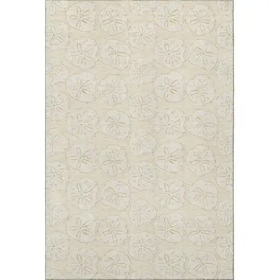 Sand And Ivory Geometric Washable Area Rug With UV Protection Photo 4