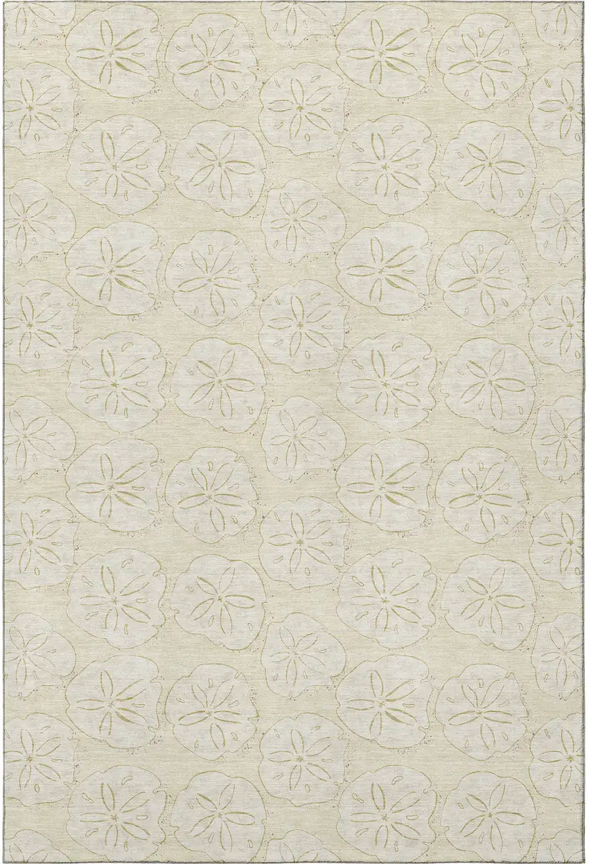 Sand And Ivory Geometric Washable Area Rug With UV Protection Photo 4