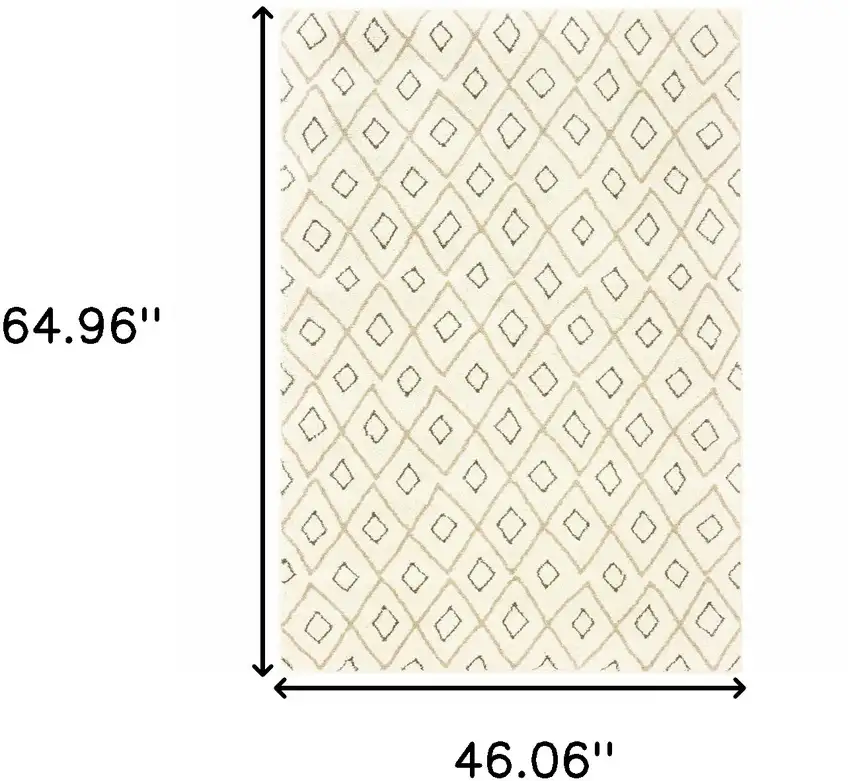 Sand Ash Grey And Ivory Geometric Power Loom Stain Resistant Area Rug Photo 10