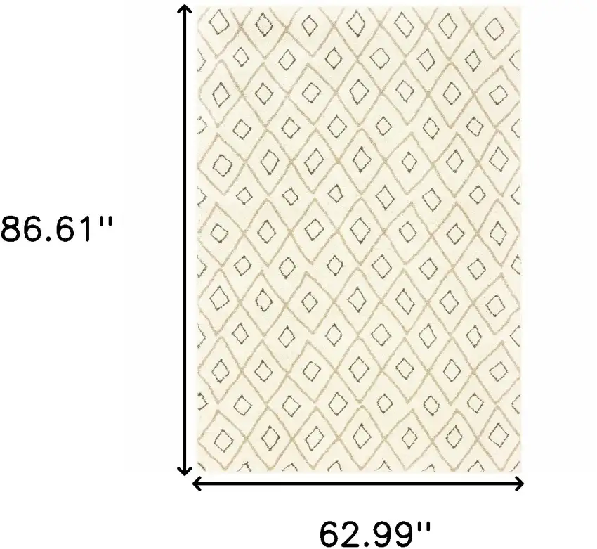 Sand Ash Grey And Ivory Geometric Power Loom Stain Resistant Area Rug Photo 10