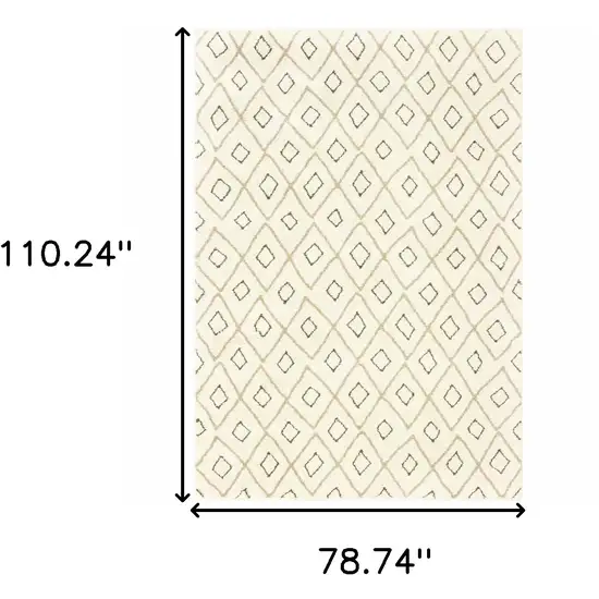 Sand Ash Grey And Ivory Geometric Power Loom Stain Resistant Area Rug Photo 10