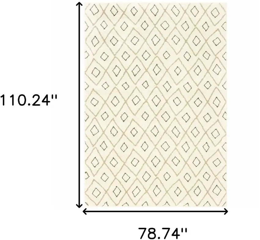 Sand Ash Grey And Ivory Geometric Power Loom Stain Resistant Area Rug Photo 10