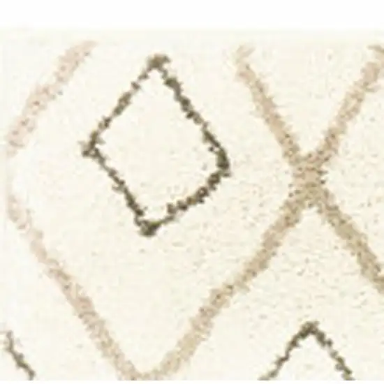 Gray And Ivory Geometric Shag Area Rug Photo 4