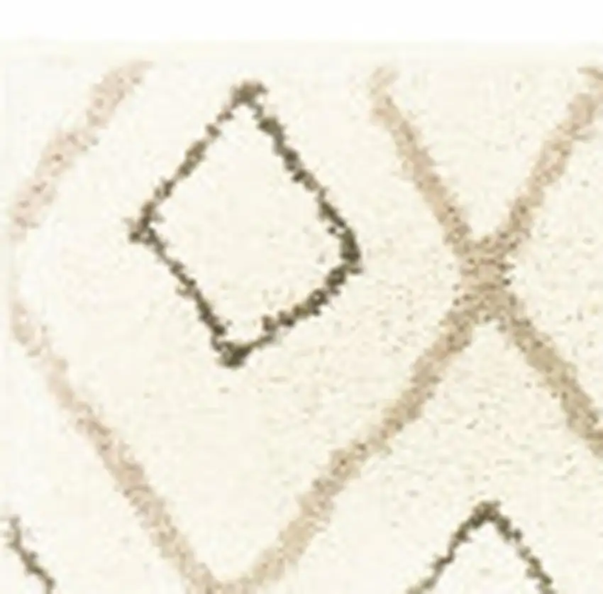 Gray And Ivory Geometric Shag Area Rug Photo 4