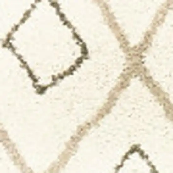 Gray And Ivory Geometric Shag Area Rug Photo 3