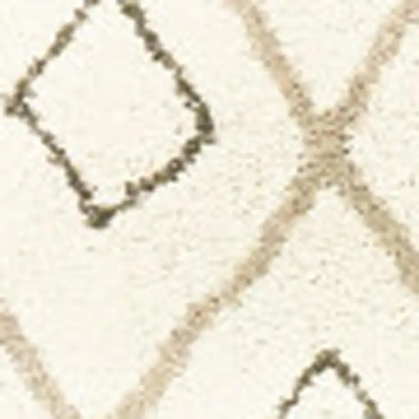 Gray And Ivory Geometric Shag Area Rug Photo 3