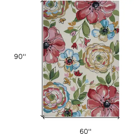 Sand Beige Hand Hooked Oversized Floral Indoor Area Rug Photo 3