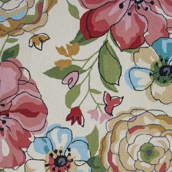 Sand Beige Hand Hooked Oversized Floral Indoor Area Rug Photo 7