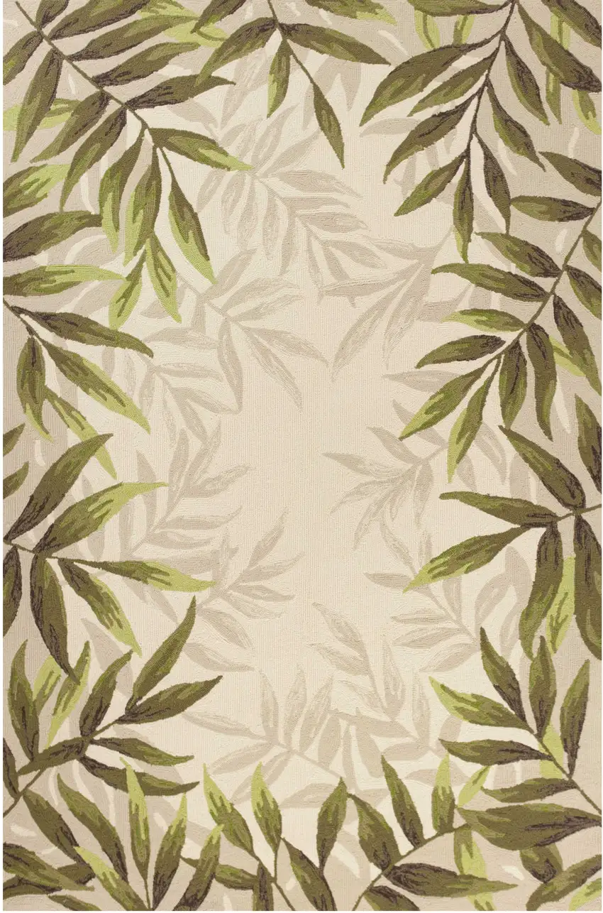 Beige Floral Handmade Indoor Outdoor Area Rug Photo 1