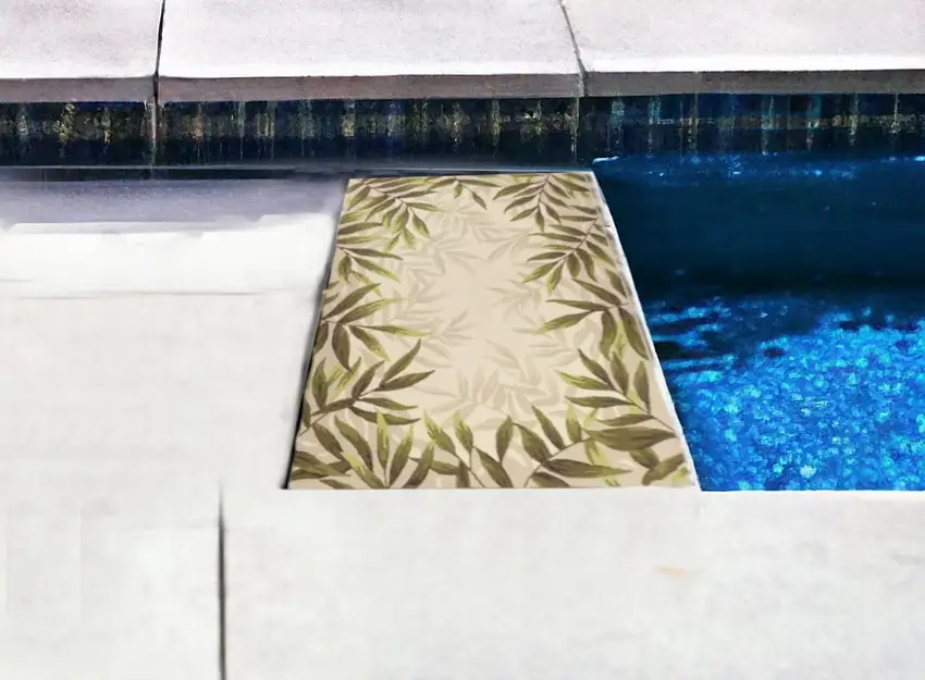 Beige Floral Indoor Outdoor Area Rug Photo 2