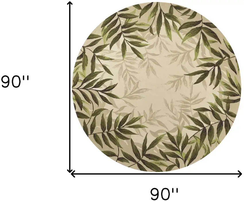 8' Sand Beige Hand Hooked Uv Treated Bordered Coastal Sea Grass Round Indoor Outdoor Area Rug Photo 3