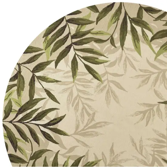 Sand Beige Hand Hooked UV Treated Bordered Coastal Sea Grass Round Indoor Outdoor Area Rug Photo 2