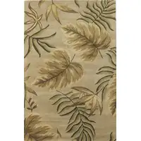 Photo of Sand Beige Hand Tufted Tropical Leaves Indoor Area Rug