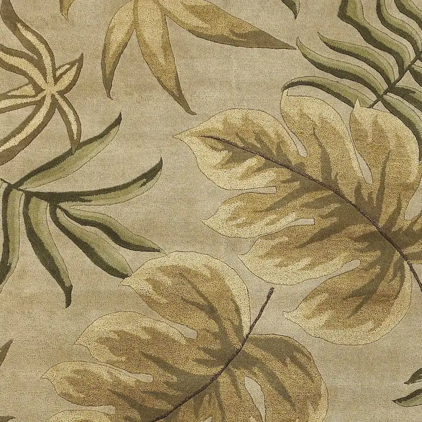 Sand Beige Hand Tufted Tropical Leaves Indoor Area Rug Photo 4