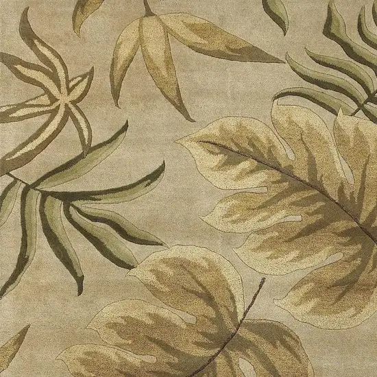 Sand And Beige Wool Botanical Leaves Hand Tufted Area Rug Photo 3