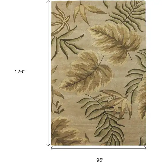 Sand And Beige Wool Botanical Leaves Hand Tufted Area Rug Photo 8