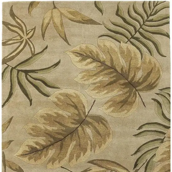 Sand And Beige Wool Botanical Leaves Hand Tufted Area Rug Photo 4