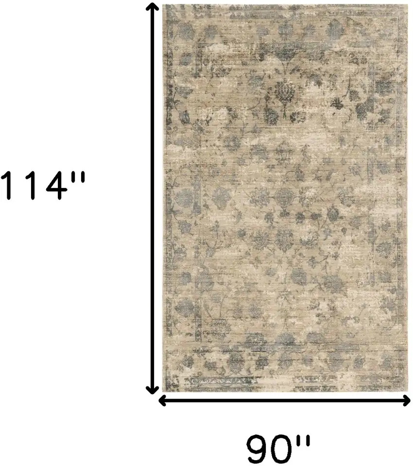 8'X10' Sand Blue Hand Loomed Traditional Floral Indoor Area Rug Photo 3