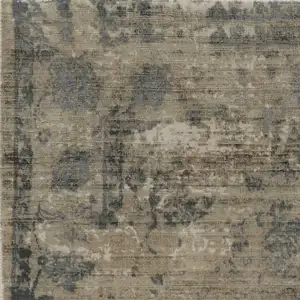 Photo of Sand Blue Hand Loomed Traditional Floral Indoor Area Rug