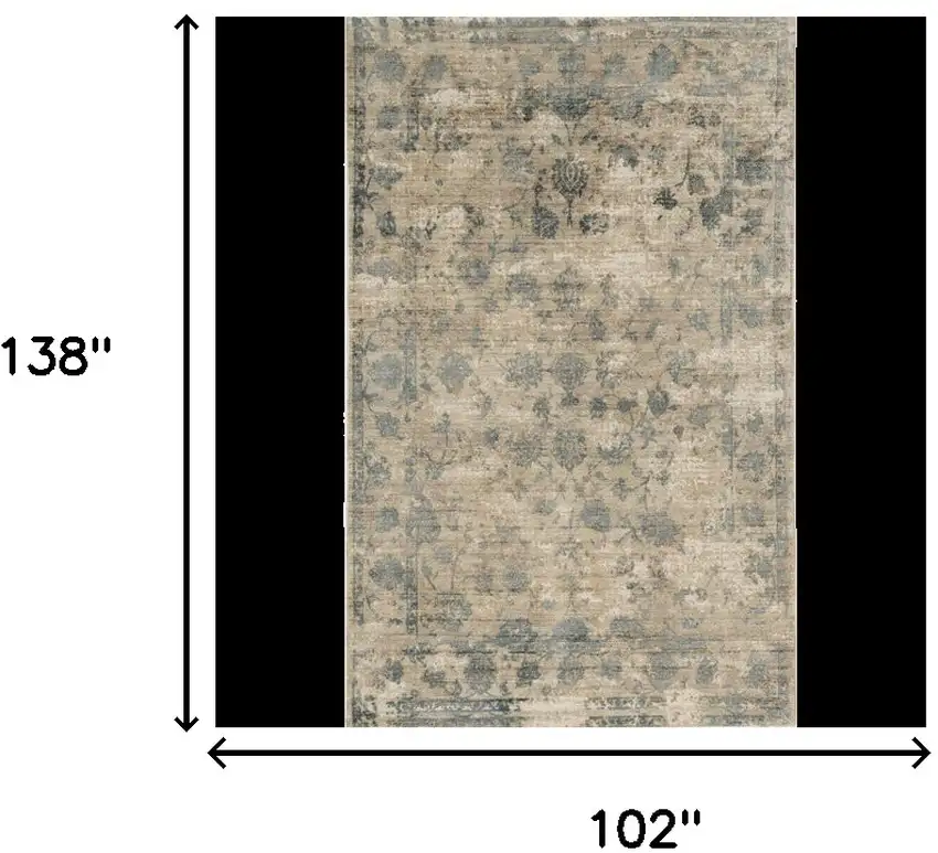 9'X12' Sand Blue Hand Loomed Traditional Floral Indoor Area Rug Photo 9