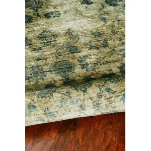 Photo of Sand Blue Hand Loomed Traditional Floral Indoor Area Rug