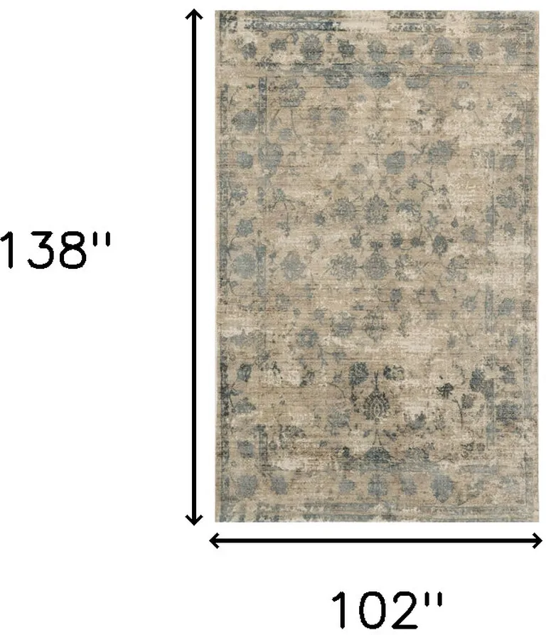 Sand Blue Hand Loomed Traditional Floral Indoor Area Rug Photo 4
