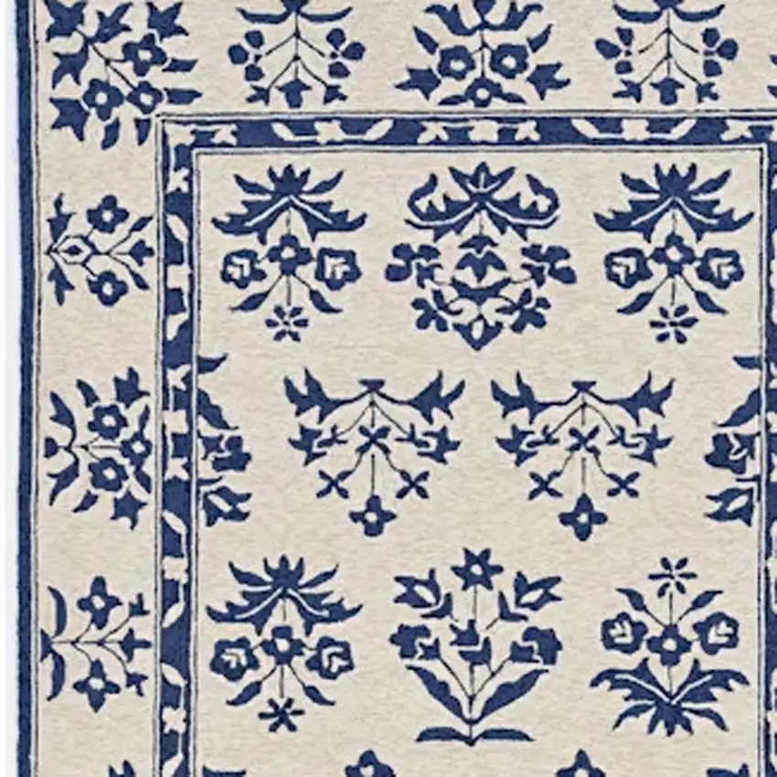 8'X10' Sand Blue Hand Woven Uv Treated Bordered Floral Traditional Indoor Outdoor Area Rug Photo 5