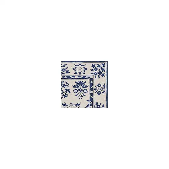 8'X10' Sand Blue Hand Woven Uv Treated Bordered Floral Traditional Indoor Outdoor Area Rug Photo 4