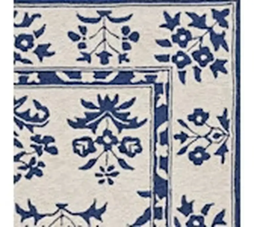 8'X10' Sand Blue Hand Woven Uv Treated Bordered Floral Traditional Indoor Outdoor Area Rug Photo 4
