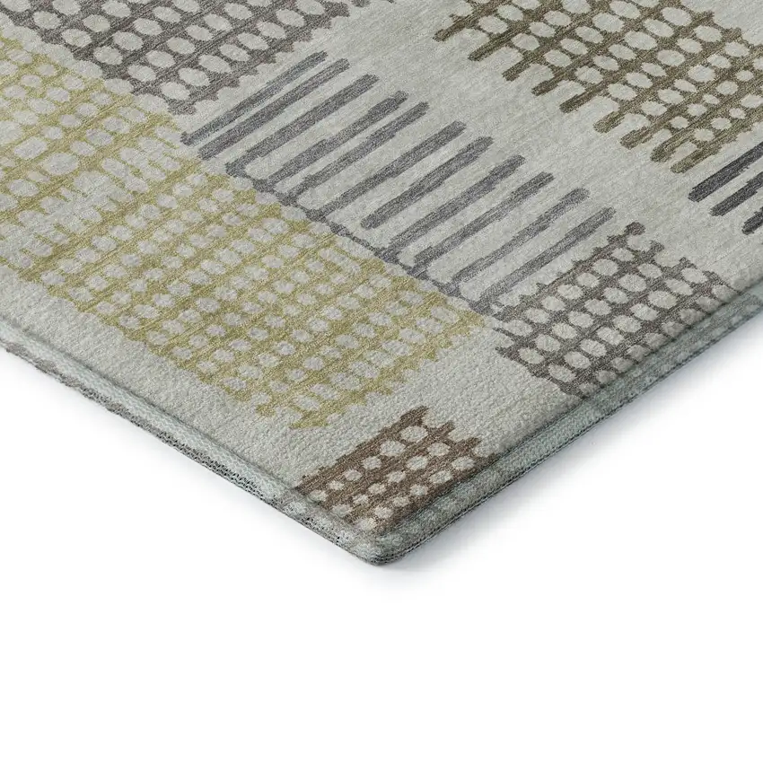 Sand Brown And Ivory Geometric Washable Area Rug With UV Protection Photo 8